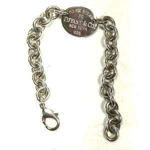 Please Return To Tiffany & Co. Sterling Silver Oval Tag Bracelet 7.5"